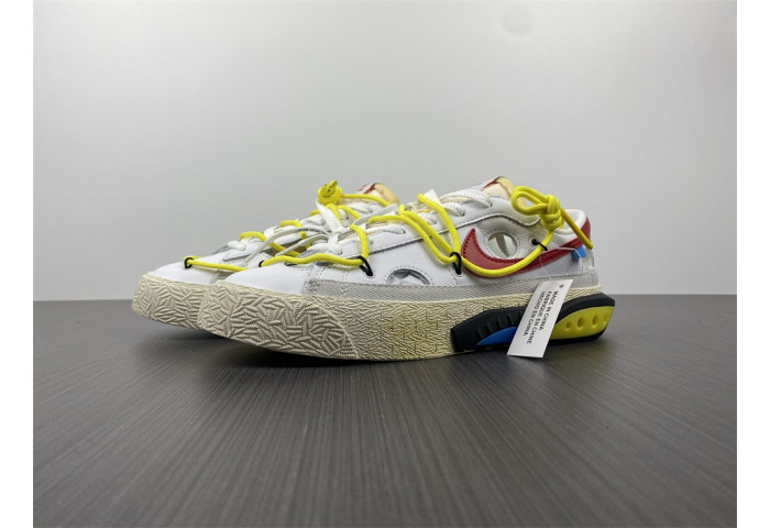 ow x Nike blazer low in white and university red dh7863-100 - Image 2