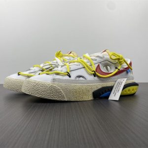ow x Nike blazer low in white and university red dh7863-100