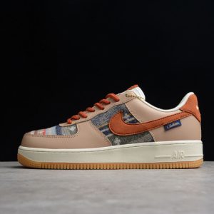 Nike air force 1 07 ess white brown metallic gold shoes cw2288-686
