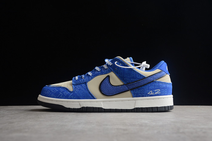 Nike dunk low jackie robinson 75 yrs beige white royal blue dy2203-400