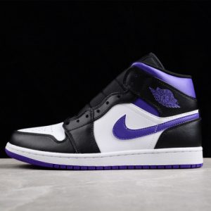 Air Jordan 1 mid white black purple - 554724-095
