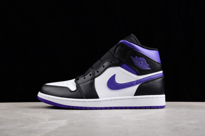 Air Jordan 1 mid white black purple - 554724-095