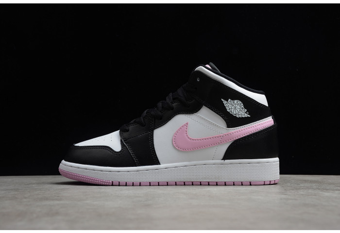 Air Jordan 1 mid white black light arctic pink (gs) 555112-103 - Image 2