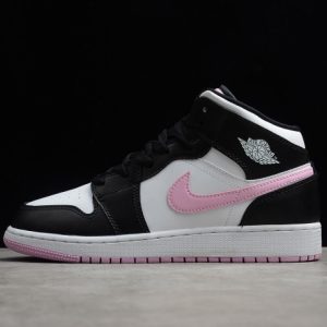 Air Jordan 1 mid white black light arctic pink (gs) 555112-103
