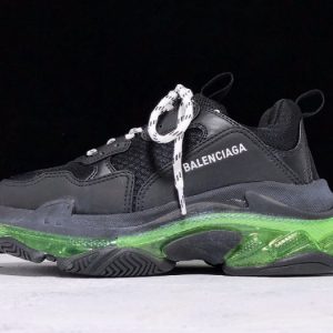 Balenciaga Triple S clear sole balck and green 541624 w09o1 3861