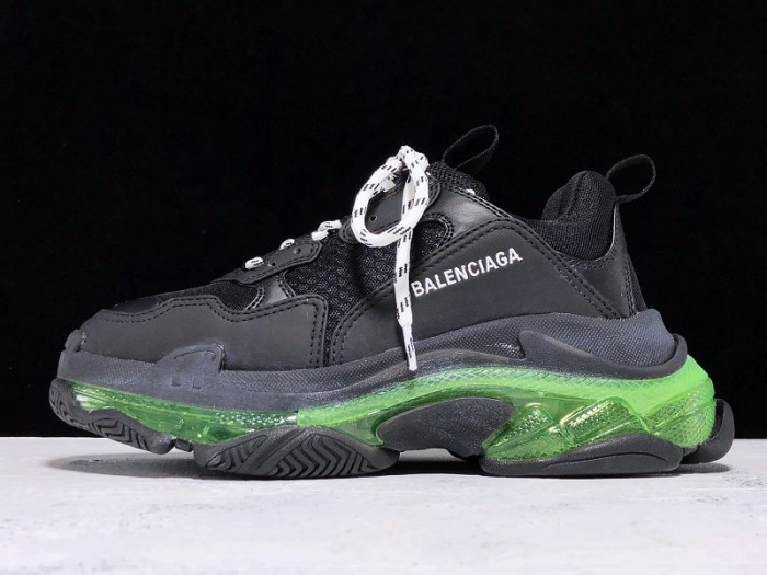 Balenciaga Triple S clear sole balck and green 541624 w09o1 3861