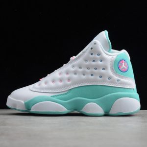 Air Jordan 13 retro white soar green pink (gs) 439358-100
