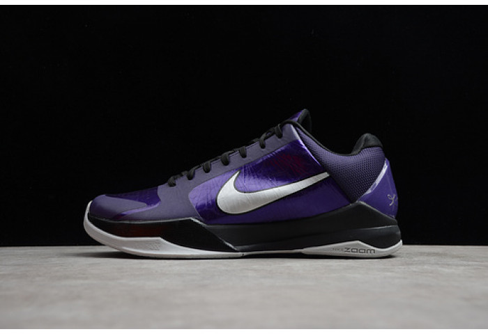 Nike zoom kobe 5 ink metallic silver black purple shoes 386430-500 - Image 2